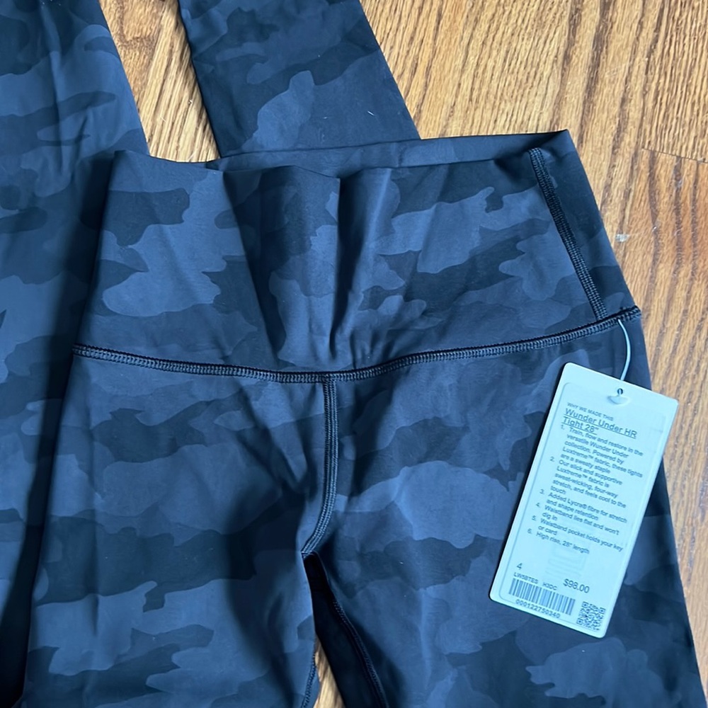 Lululemon Black Camo Wunder Under High Rise Leggings 28”